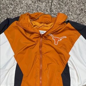 Hollister Orange and White Windbreaker Jacket